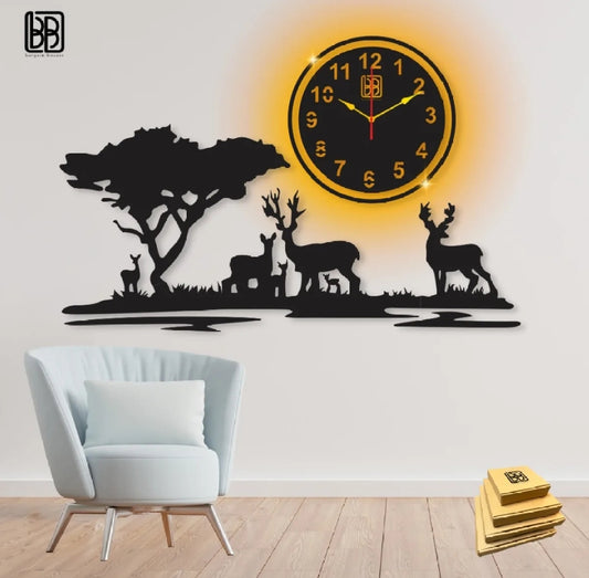Wooden Wall Clock -3D Jungle Design