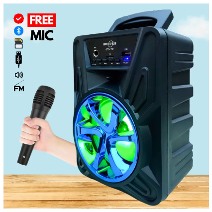 Original Portable Bluetooth Wireless Speaker With FREE Wired Microphone ~ Rechargeable Big Sound System Loud Speaker with Mic ~ High Stereo Bass & Woofer Home MP3 Player Mobile Speaker for PC Computer & Laptop ~ Support USB, SD Card, FM Radio ~ FunBug